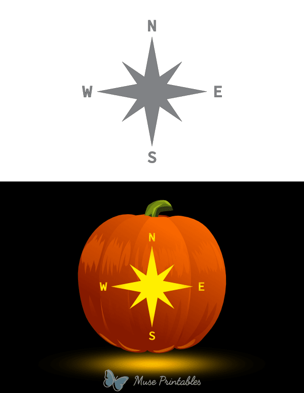 Simple Compass Star Pumpkin Stencil