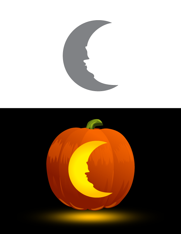 Simple Crescent Moon Pumpkin Stencil.