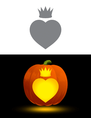 Simple Crowned Heart Pumpkin Stencil