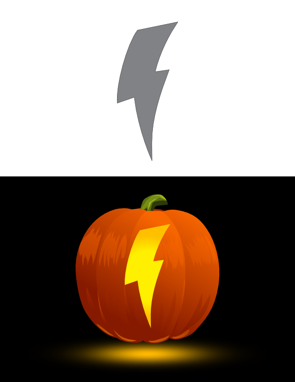 Simple Curved Lightning Bolt Pumpkin Stencil
