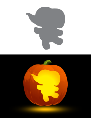 Simple Cute Elephant Pumpkin Stencil