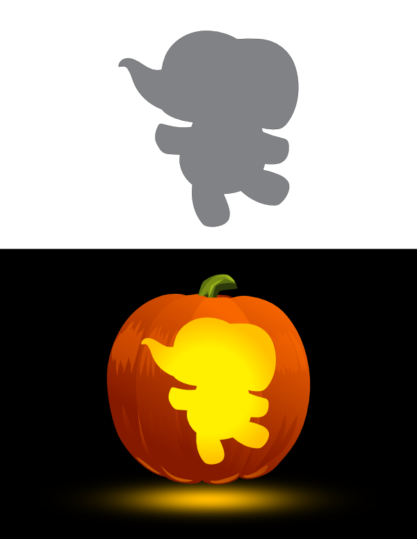 Printable Simple Cute Elephant Pumpkin Stencil