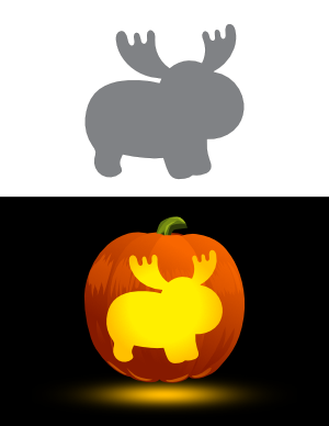Simple Cute Moose Pumpkin Stencil