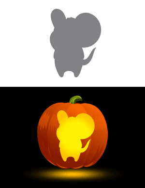 Simple Cute Mouse Pumpkin Stencil