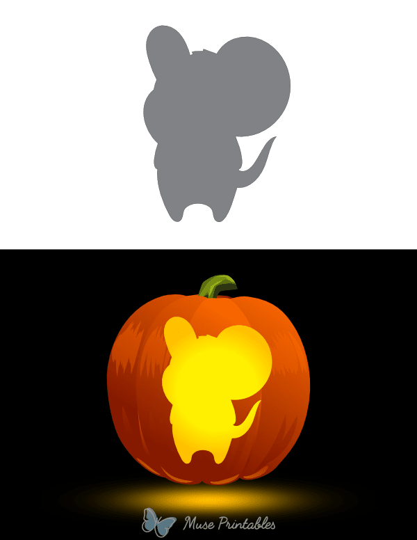 Simple Cute Mouse Pumpkin Stencil