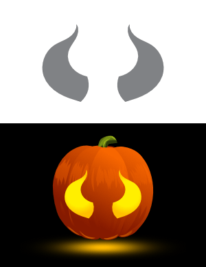 Simple Devil Horns Pumpkin Stencil
