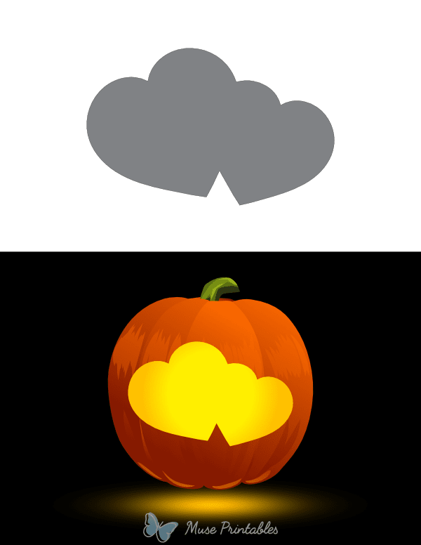 Simple Double Hearts Pumpkin Stencil