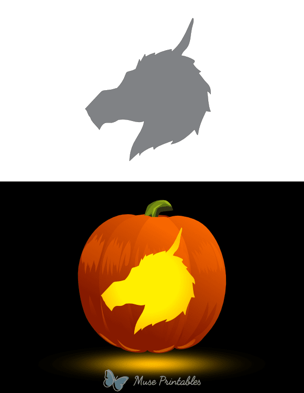 Simple Dragon Head Profile Pumpkin Stencil