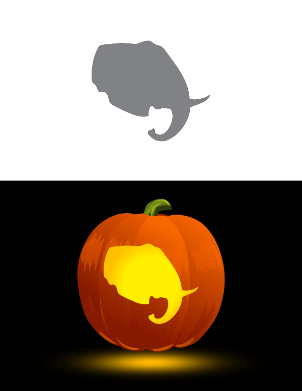 Printable Simple Elephant Head Pumpkin Stencil