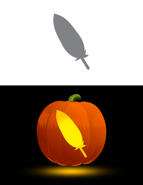 Simple Feather Pumpkin Stencil