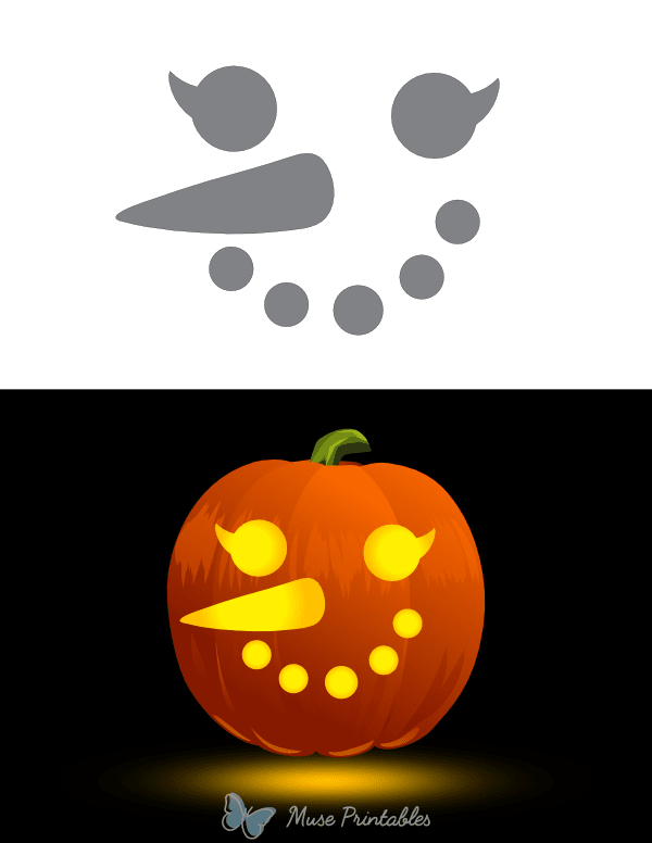 Simple Female Snowman Face Pumpkin Stencil