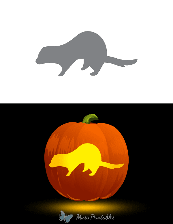 Simple Ferret Pumpkin Stencil