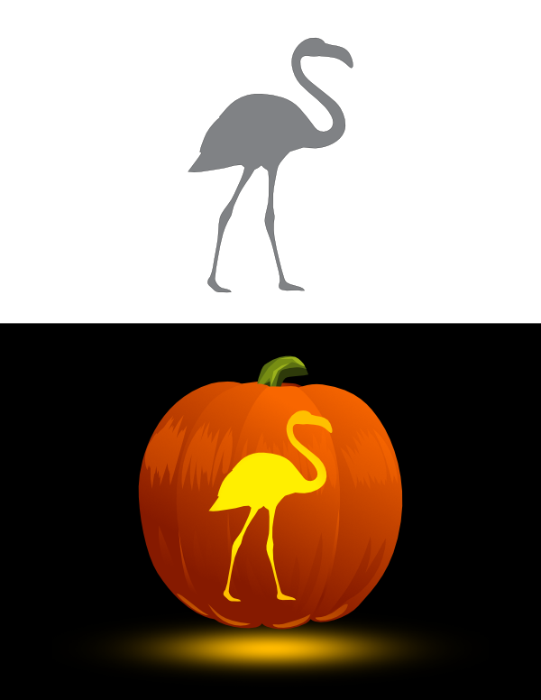 Simple Flamingo Pumpkin Stencil