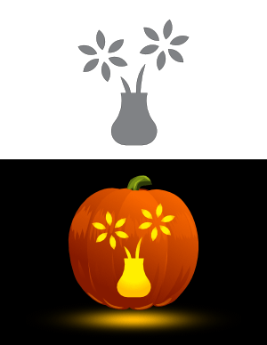 Simple Flower Vase Pumpkin Stencil