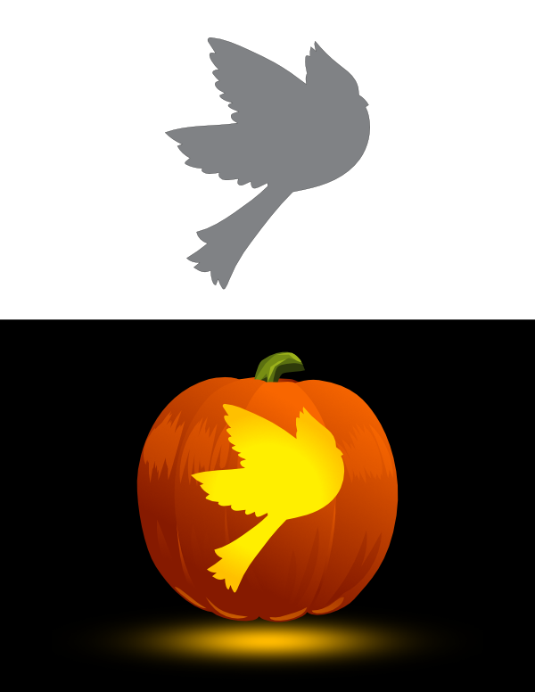 Simple Flying Cardinal Pumpkin Stencil