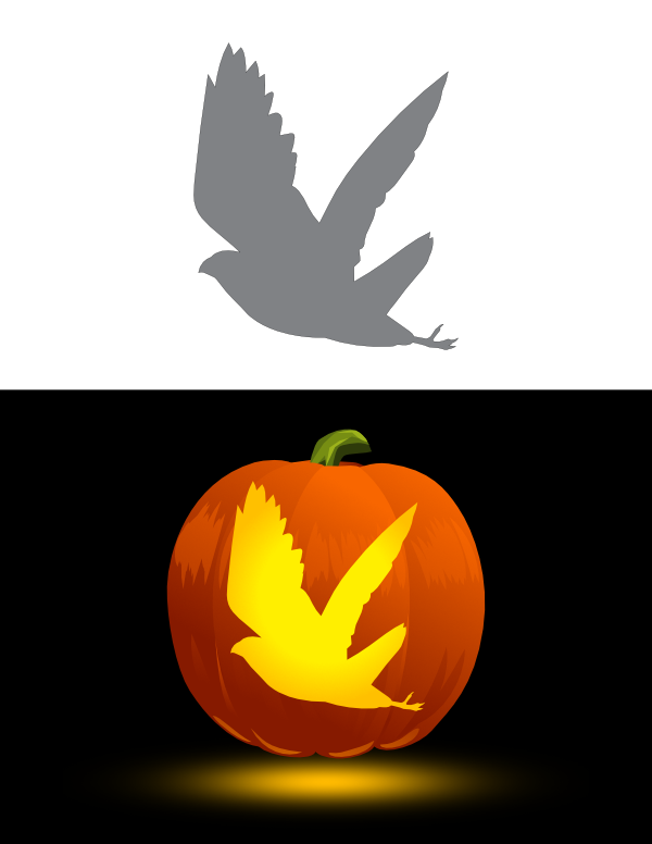 Simple Flying Falcon Pumpkin Stencil