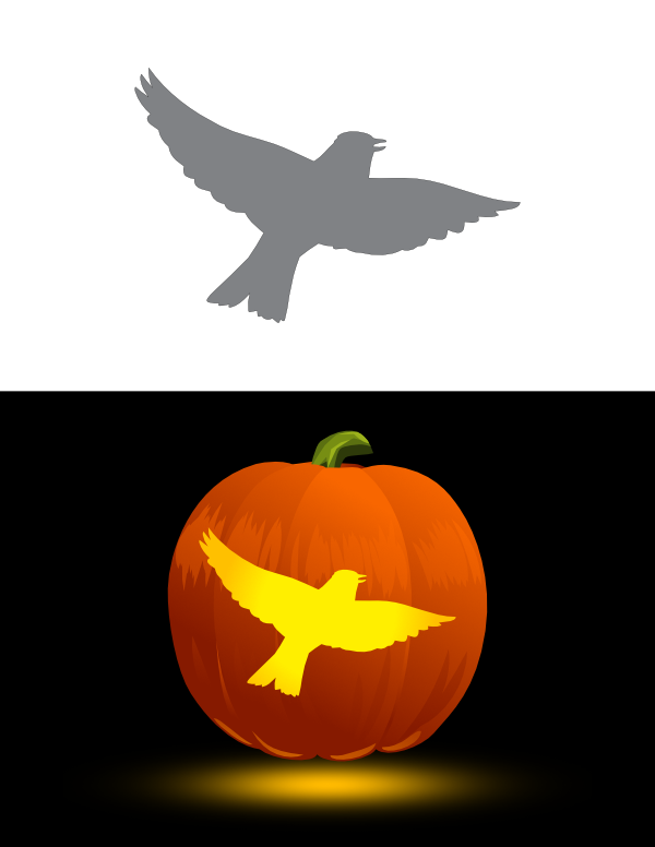 Simple Flying Lark Pumpkin Stencil