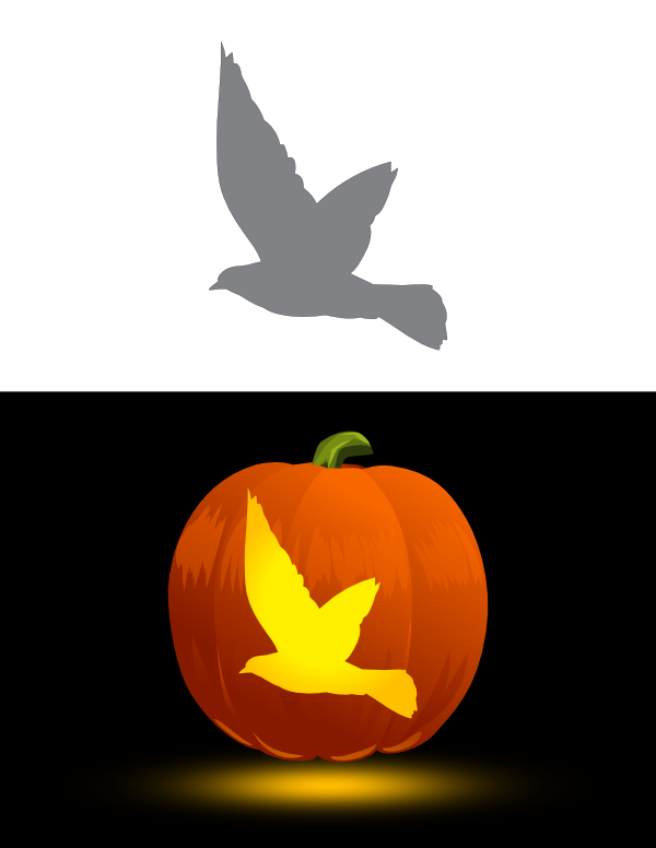 Simple Flying Pigeon Pumpkin Stencil