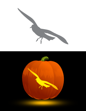 Simple Flying Seagull Pumpkin Stencil