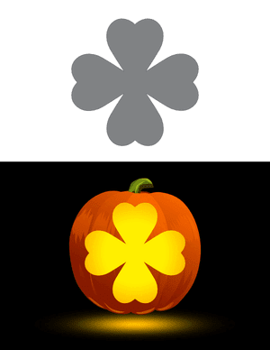 Simple Four Leaf Clover Pumpkin Stencil