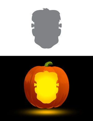 Simple Frankenstein Head Pumpkin Stencil