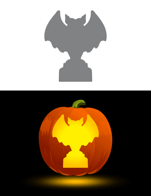 Simple Gargoyle Statue Pumpkin Stencil