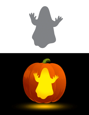 Simple Ghost With Hands Pumpkin Stencil