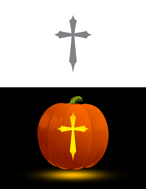 Simple Gothic Cross Pumpkin Stencil