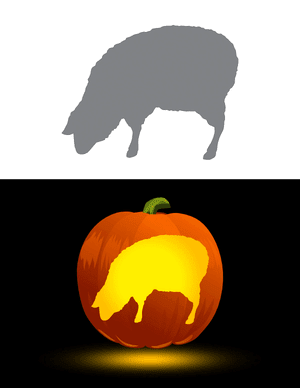 Simple Grazing Sheep Pumpkin Stencil