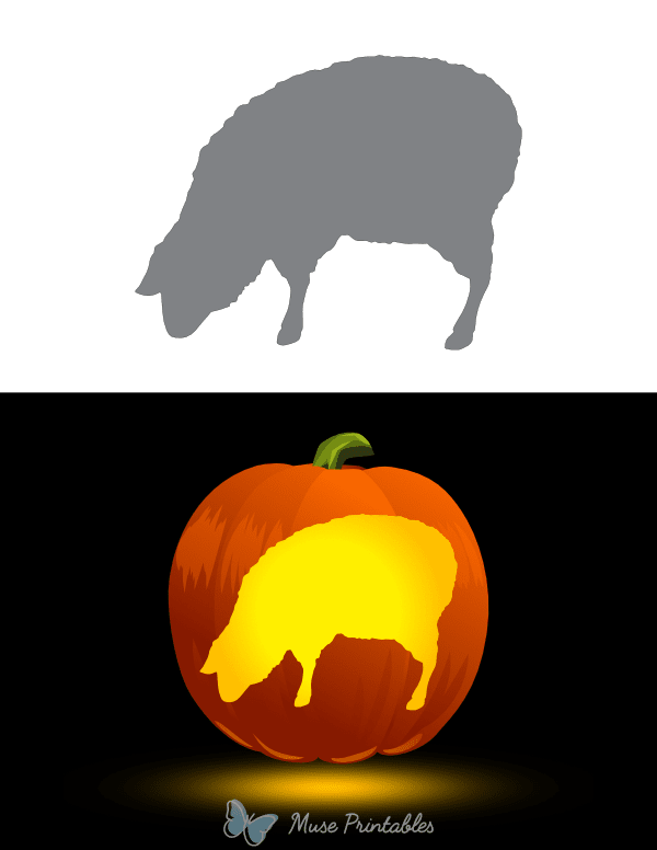 Simple Grazing Sheep Pumpkin Stencil