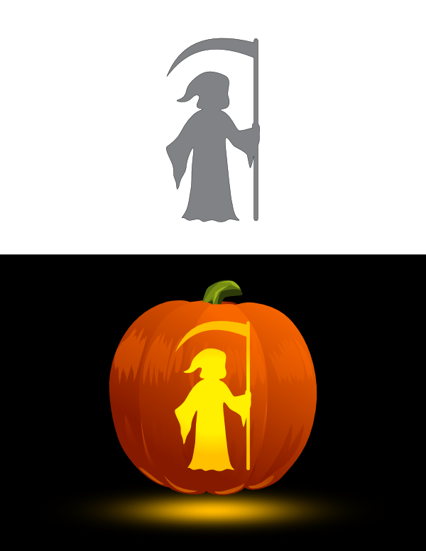 Printable Simple Grim Reaper Pumpkin Stencil