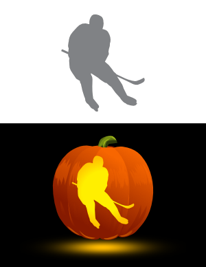 Simple Hockey Player Pumpkin Stencil