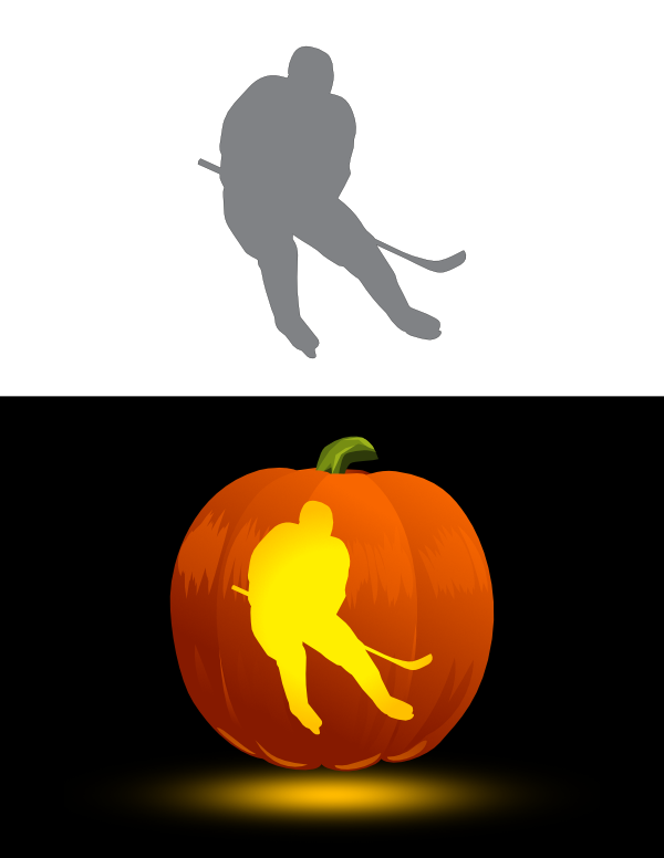 Printable Simple Hockey Player Pumpkin Stencil