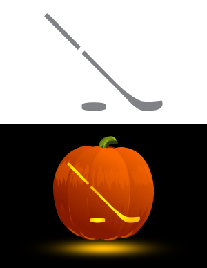 Simple Hockey Stick and Puck Pumpkin Stencil