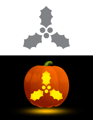 Simple Holly and Ivy Pumpkin Stencil