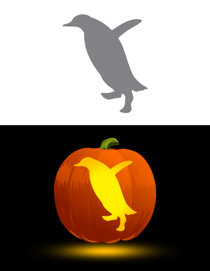 Simple Hopping Penguin Pumpkin Stencil