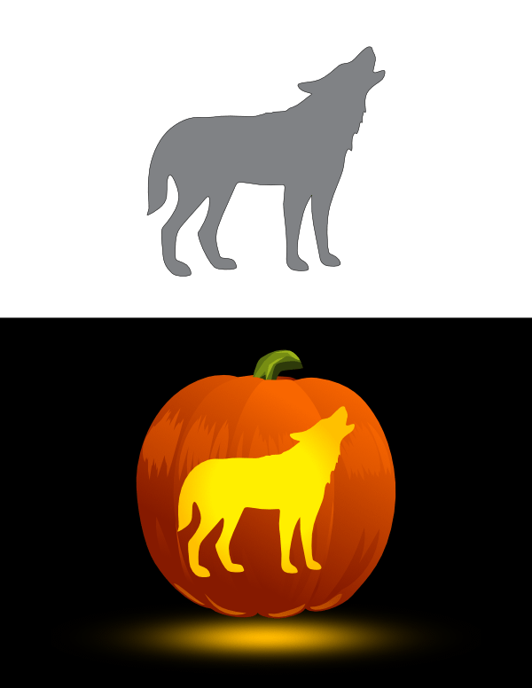 Easy Printable Wolf Pumpkin Stencil