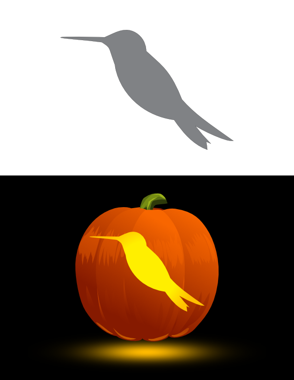 Simple Hummingbird Side View Pumpkin Stencil