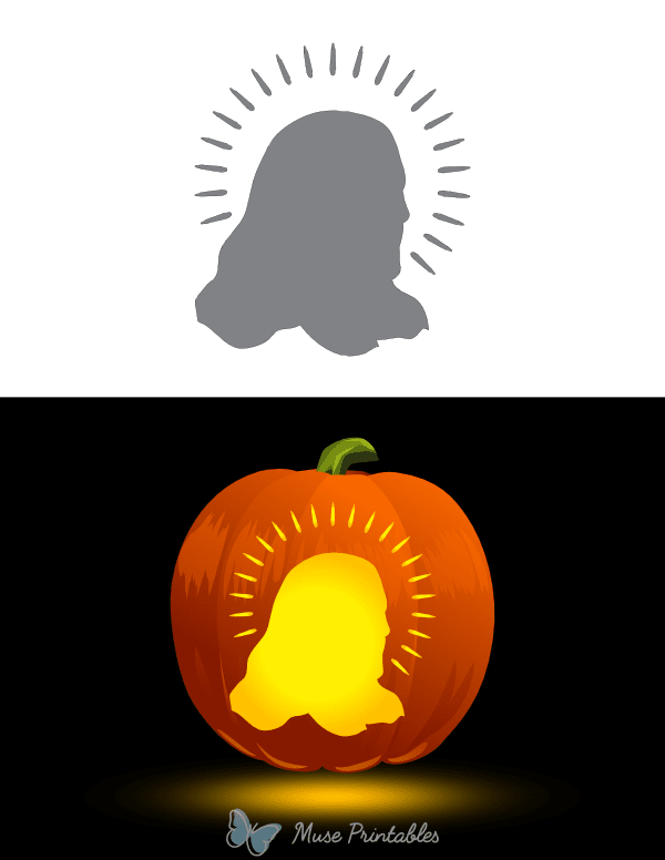 Simple Jesus Head Pumpkin Stencil