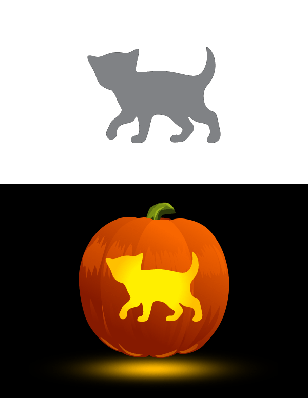 Simple Kitten Pumpkin Stencil