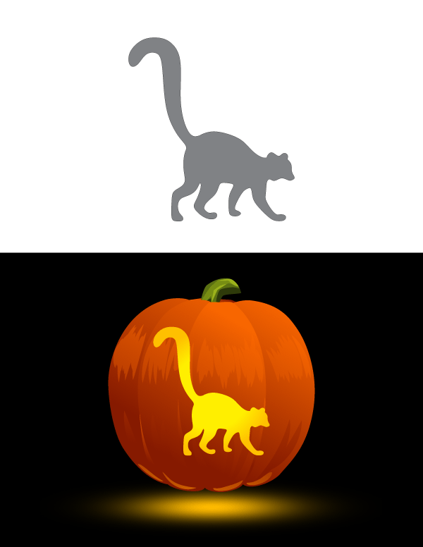 Simple Lemur Pumpkin Stencil