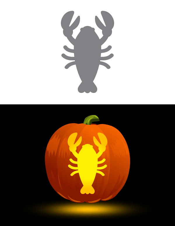 Simple Lobster Pumpkin Stencil