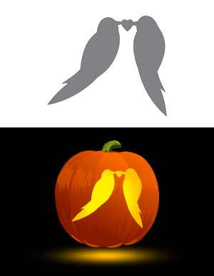 Simple Love Birds Pumpkin Stencil