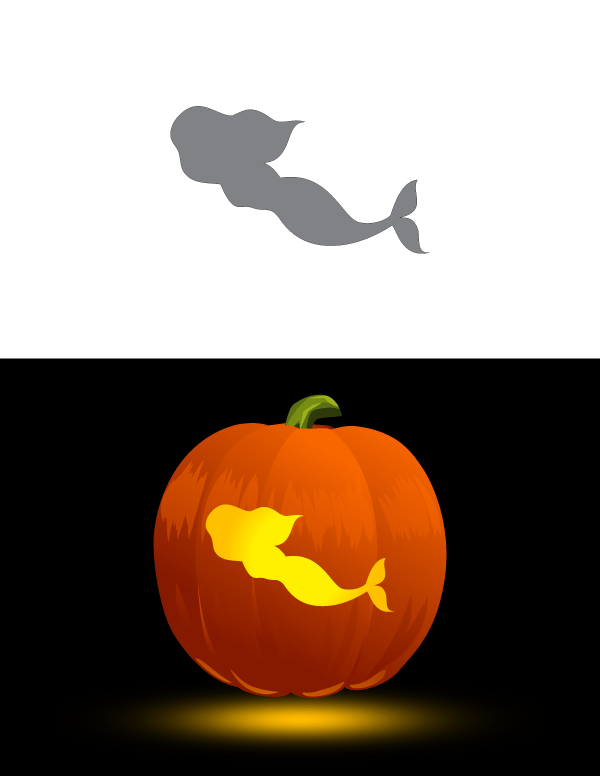Printable Simple Mermaid Pumpkin Stencil