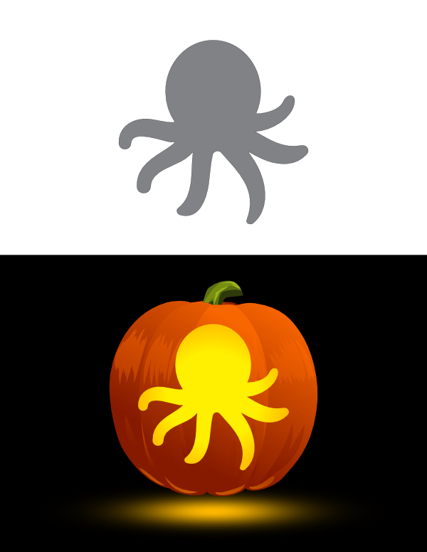 Printable Simple Octopus Pumpkin Stencil