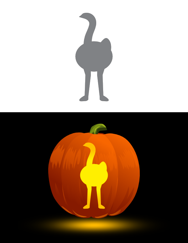 Simple Ostrich Pumpkin Stencil