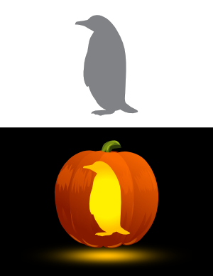 Simple Penguin Side View Pumpkin Stencil