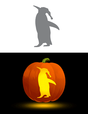 Simple Penguin Wearing Santa Hat Pumpkin Stencil