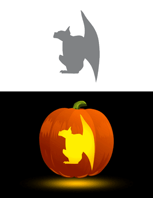 Simple Perching Gargoyle Pumpkin Stencil