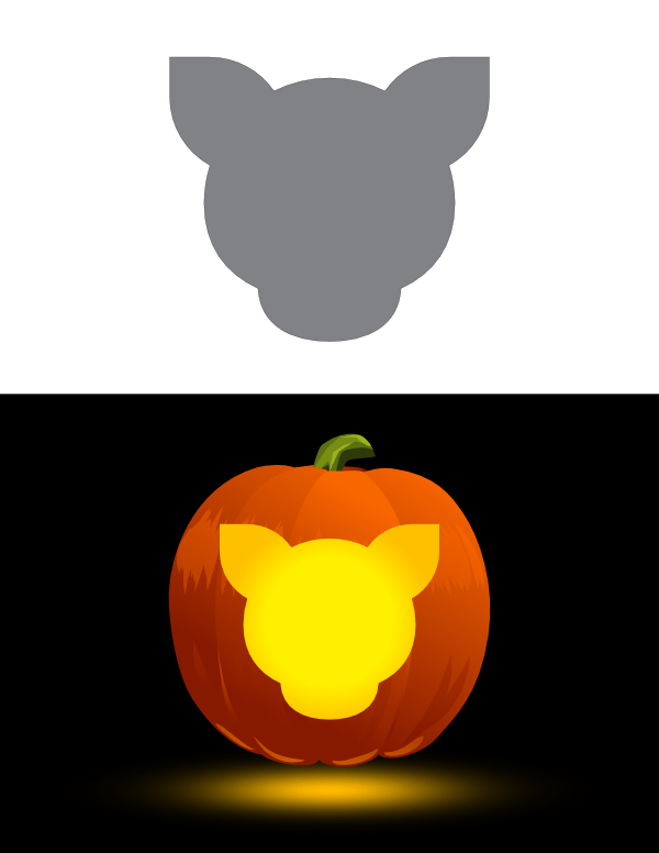 Simple Pig Head Pumpkin Stencil